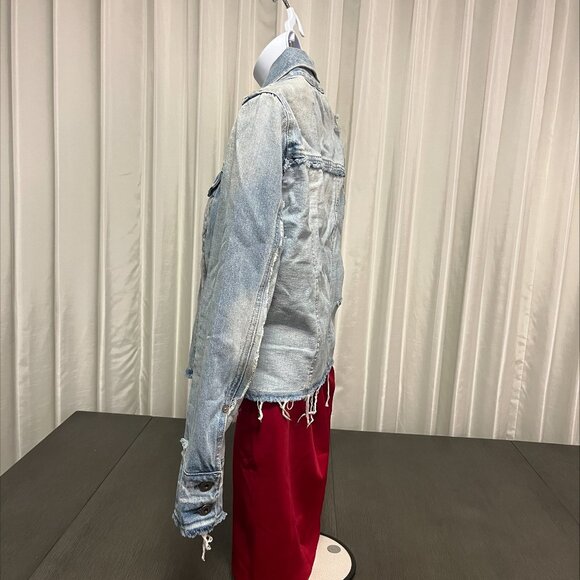 Pistola Distressed Raw Hem Light Washed Jean Jacket - Picture 5 of 6